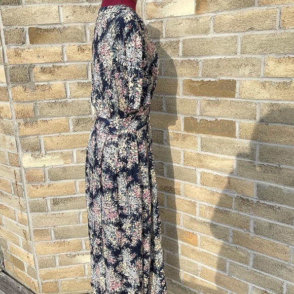 Vtg 80s Laura Ashley Blue Pastel Floral Wrap Dress Short Sleeve Cottage Sz 10 US - Picture 4 of 8